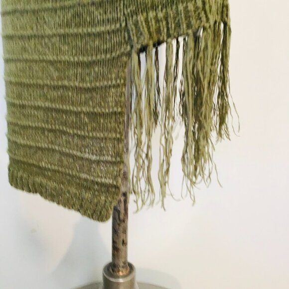 Esprit Olive Green Sleeveless Cowlneck Fringe Front Knit Top Size XL - Picture 5 of 13